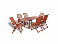 Vidaxl mobilier de jardin 7 pcs table extensible bois 41814