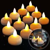 12 bougies flottantes led sans flamme ((blanc chaud)), bougies de thé led étanches à piles flottant sur l'eau, adaptées aux mariages, aux fêtes, aux