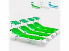 4 transats de plage bain de soleil de jardin pliant en aluminium cancun Beach and Garden Design