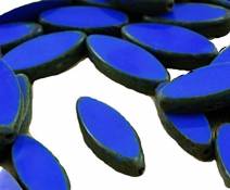 6pcs Picasso Brun Opaque Opaque Medium Dark Bleu Saphir Ovale et Plate de Pétales de Table à la Fenêtre de Coupe tchèque Perles de Verre 18mm x 7mm