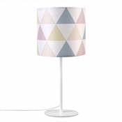 Applique Abat-Jour Tissu Lampe à Poser Lampe De Chevet E14 Vintage Rétro Ronde Lampe de table - Blanc, Design 2 (Ø18 cm) - Paco Home