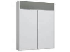 Armoire lit escamotable aladyno blanc mat bandeau gris mat 160*200 cm 20100997140