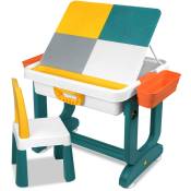 Aufun - Table d'activités pour Enfants réglable en Hauteur avec Ensemble de chaises, Blocs de Construction, Table de Sable( 5 en 1, 1 Chaise)