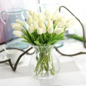 Bouquet de 12 Tulipes artificielles au Toucher réaliste,décoration Parfaite pour Mariage,fête,Maison,Jardin,Bureau Groofoo blanc laiteux)