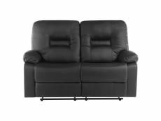 Canapé 2 places en simili cuir noir avec position