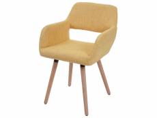 Chaise de salle à manger hwc-a50 ii, fauteuil, design rétro des années 50 ~ tissu, jaune