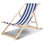 Chaise longue pliable Chaise longue de jardin en bois Chaise longue de balcon Bleu Blanc - bleu blanc - Hengda