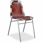 Chaise vintage design industriel - Acier et Cuir Premium