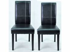 Duo de chaises simili cuir marron-noir - samet - l 45 x l 58 x h 95.5 cm