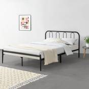 [en.casa] - Structure de lit en métal noir design moderne minimale diverses dimensions Taille : 160x200 cm