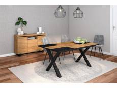 Ensemble de meubles de salon - table 170 bicolore pieds x 8 convives - crédence-buffet 140 tall - chêne et noir - style industriel 1090_985