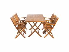 Ensemble de teck,table rectangulaire 140cmx80cmx76cm et 4 chaises pliantes J67460411