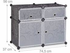 Étagère 4 casiers armoire compartiments plastique chaussures modulable noir helloshop26 13_0001012_3