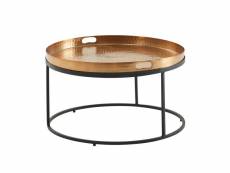 Finebuy table basse de salon aluminium 62x62x36 cm ronde métal | petite table de canapé martelé | design table d'appoint plateau amovible style modern