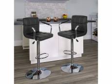 Hombuy®4pcs noir tabourets de bar chaise fauteuil en hauteur réglable