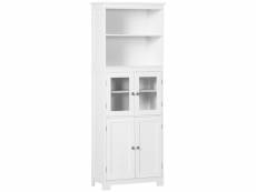 Homcom armoire de cuisine multi-rangements 4 portes avec étagères 2 niches grand plateau mdf blanc
