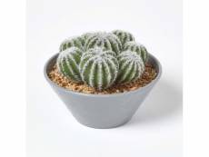 Homescapes cactus artificiels echinocactus grusonii en pot en mélamine gris, 17 cm AP1452