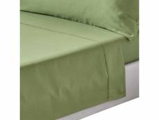 Homescapes drap plat uni 100 % coton égyptien bio 400 fils coloris vert mousse 178 x 255 cm BL1483A