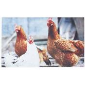 Homescapes - Paillasson imprimé poules en pvc, 76
