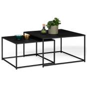Idmarket - Lot de 2 tables basses gigognes davis 60/70 en métal noir mat design industriel - Noir