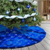 Jupe d'arbre de Noël bleu en peluche de 122 cm avec