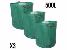 Lot de 3 sacs de déchets 500l en pp 150g/m² autoportants