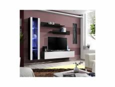 Meuble tv fly g2 design, coloris noir et blanc brillant. Meuble suspendu moderne et tendance pour votre salon.