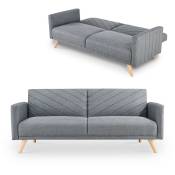 Mobilier Deco - romy - Canapé 3 places en tissu gris