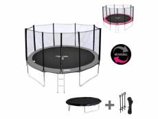 Pack premium trampoline 430cm réversible gris - rose