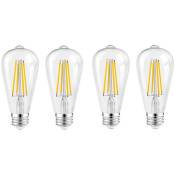 Rhafayre - 4W Edison Ampoule Filament led E27, Blanc Chaud 2700K, Lampe Vintage Ampoule Rétro, Non-dimmable,64x145mm Lot de 4