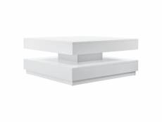 Table basse avec plateau tournant panneau de fibre de bois 76 x 76 cm blanc helloshop26 03_0004126
