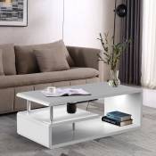 Table basse blanche moderne, Surface brillante, Eclairage LED, Table basse de salon, Bureau 110 x 55 x 40 cm