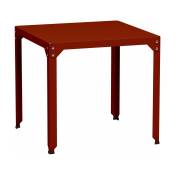 Table carrée en acier mat terracotta 79 cm Hegoa -
