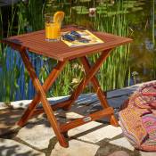 Table d'appoint pliante en bois d'acacia 70x70x73cm Table basse carrée pliable extérieur jardin camping - 0 - Casaria