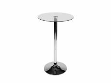 Table en verre ronde avec hauteur de 105 cm , verre clair