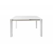 Table extensible 120 à 180 cm plateau verre blanc