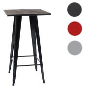 Table haute HW C-A73 avec plateau en bois, table de bar, design industriel en métal 107x60x60cm - rouge