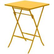 Table haute pliante de jardin Greensboro jaune moutarde 2 places en acier traité époxy - Hespéride - Jaune moutarde