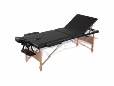 Table pliable de massage 3 zones avec cadre en bois