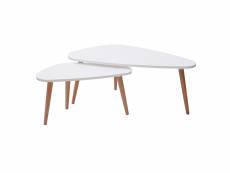 Tables basses gigognes scandinaves blanc et bois clair