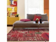 Tapis salon 140x200 bc patchwork rouge fabriqué en europe exclusivité idéal pour le salon