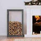 The Living Store - Support pour bois de chauffage Gris 60x25x100 cm Bois de pin