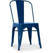 Tolix Style - Chaise Stylix - Siège carré - Métal Bleu foncé - Fer - Bleu foncé