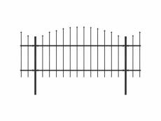 Vidaxl clôture de jardin à dessus en lance acier (1-1,25)x13,6 m noir 277728