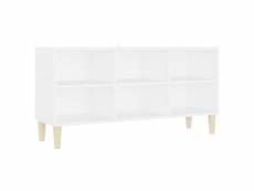 Vidaxl meuble tv avec pieds en bois massif blanc 103,5x30x50