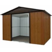 Yardmaster - Abri de jardin métal aspect bois 11,03 m² + kit d'ancrage - Marron