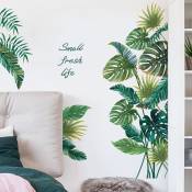 1pc feuilles tropicales sticker mural amovible plante