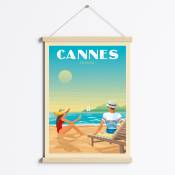 Affiche Cannes France + Cadre Magnétique (Bois) 50x70