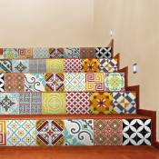 Ambiance-sticker - Stickers adhésifs escalier carrelages contremarche - mosaique multicolore - 30x105cm - multicolore