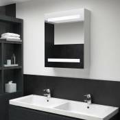 Armoire de salle de bain avec miroir et porte LED et blanche Armoire de salle de bain à miroir LED 50x13,5x60 cm